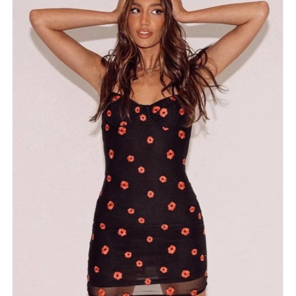 Princess Polly Lucinda Black Sexy Bodycon Dress Sz 4
